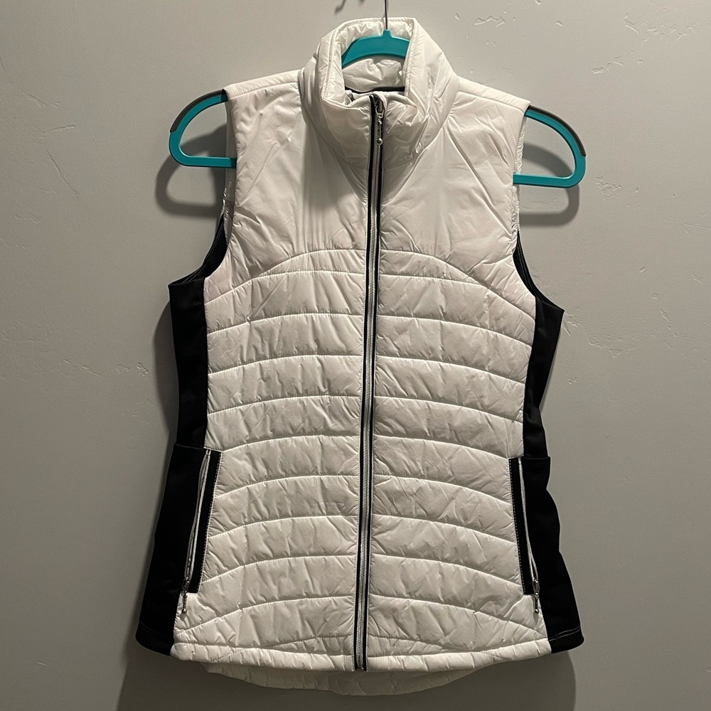 Women's White and Black Quilted Vest